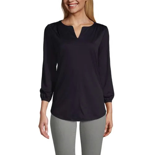Women's Supima Micro Modal 3/4 Sleeve Split Neck Tunic