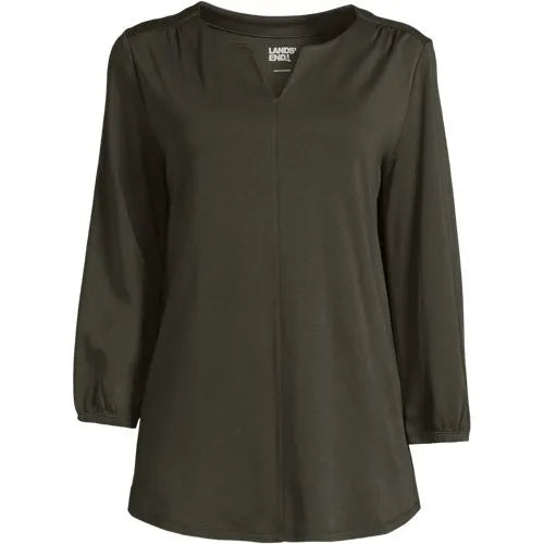 Women's Supima Micro Modal 3/4 Sleeve Split Neck Tunic