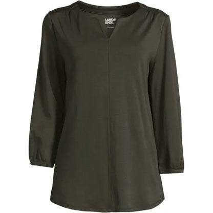 Women's Supima Micro Modal 3/4 Sleeve Split Neck Tunic