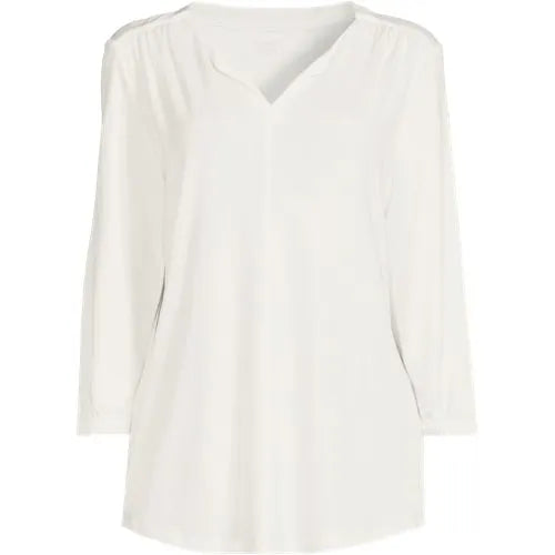 Women's Supima Micro Modal 3/4 Sleeve Split Neck Tunic