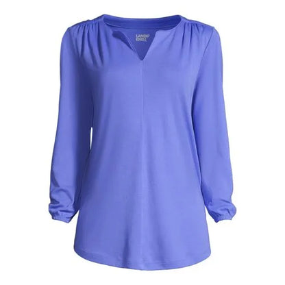 Women's Supima Micro Modal 3/4 Sleeve Split Neck Tunic