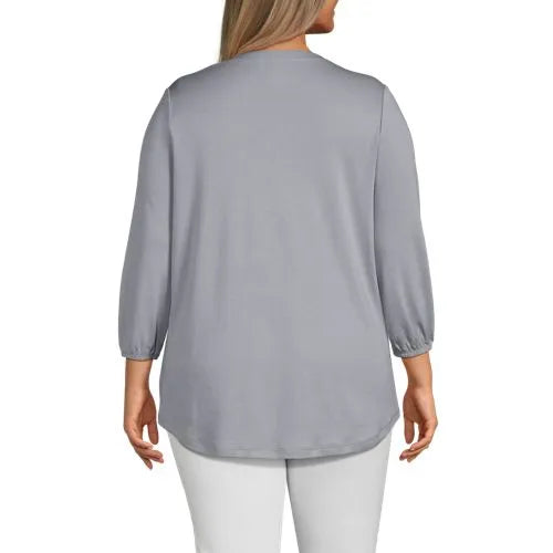 Women's Supima Micro Modal 3/4 Sleeve Split Neck Tunic