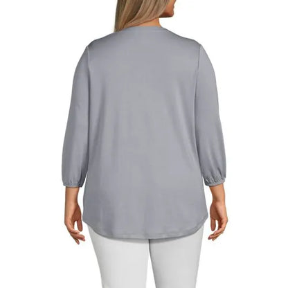 Women's Supima Micro Modal 3/4 Sleeve Split Neck Tunic