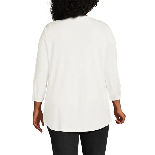Women's Supima Micro Modal 3/4 Sleeve Split Neck Tunic