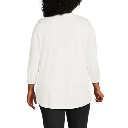 Women's Supima Micro Modal 3/4 Sleeve Split Neck Tunic