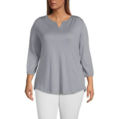 Women's Supima Micro Modal 3/4 Sleeve Split Neck Tunic