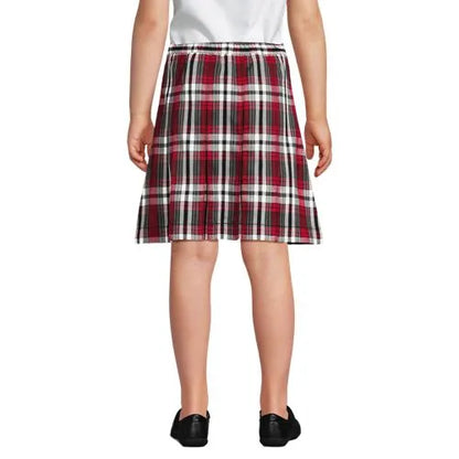 School Uniform Girls Plaid Box Pleat Skirt Top of the Knee