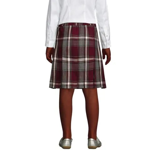 School Uniform Girls Plaid Box Pleat Skirt Top of the Knee