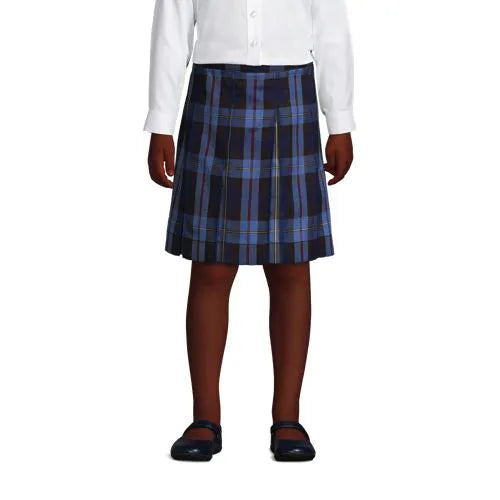 School Uniform Girls Plaid Box Pleat Skirt Top of the Knee