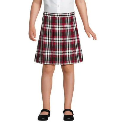 School Uniform Girls Plaid Box Pleat Skirt Top of the Knee