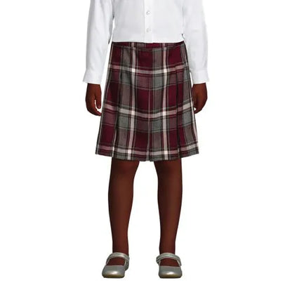 School Uniform Girls Plaid Box Pleat Skirt Top of the Knee