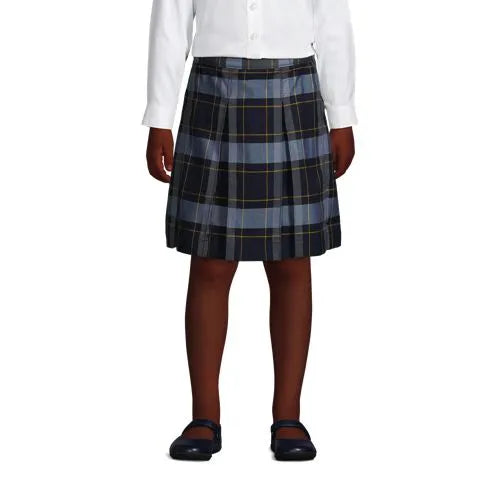 School Uniform Girls Plaid Box Pleat Skirt Top of the Knee