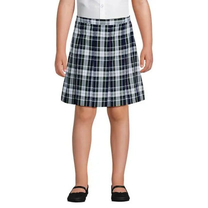 School Uniform Girls Plaid Box Pleat Skirt Top of the Knee
