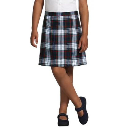School Uniform Girls Plaid Box Pleat Skirt Top of the Knee