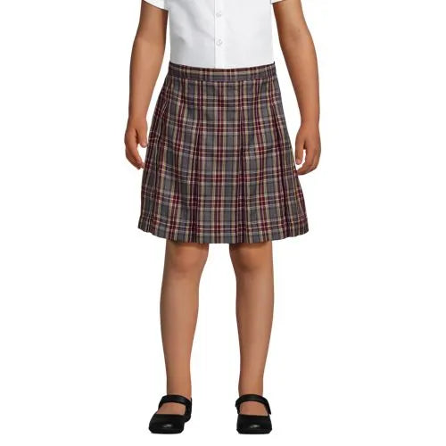School Uniform Girls Plaid Box Pleat Skirt Top of the Knee