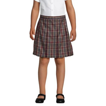 School Uniform Girls Plaid Box Pleat Skirt Top of the Knee