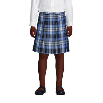 School Uniform Girls Plaid Box Pleat Skirt Top of the Knee