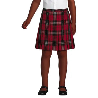 School Uniform Girls Plaid Box Pleat Skirt Top of the Knee