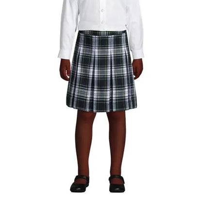 School Uniform Girls Plaid Box Pleat Skirt Top of the Knee