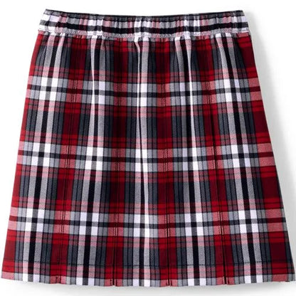 School Uniform Girls Plaid Box Pleat Skirt Top of the Knee