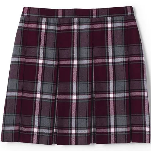 School Uniform Girls Plaid Box Pleat Skirt Top of the Knee