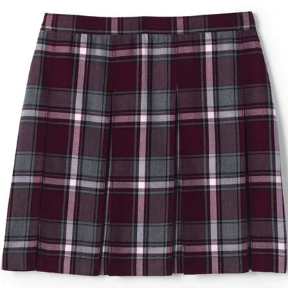 School Uniform Girls Plaid Box Pleat Skirt Top of the Knee