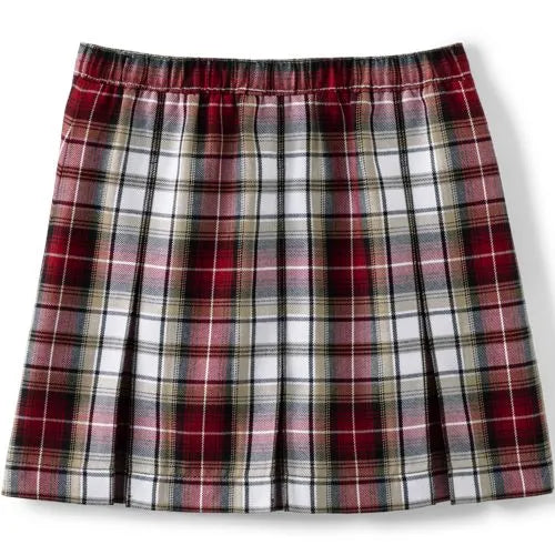 School Uniform Girls Plaid Box Pleat Skirt Top of the Knee