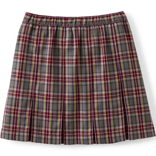 School Uniform Girls Plaid Box Pleat Skirt Top of the Knee