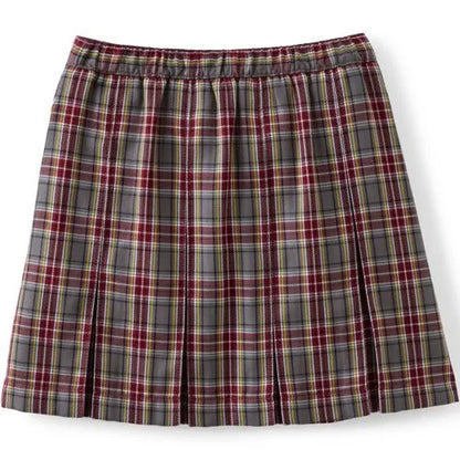 School Uniform Girls Plaid Box Pleat Skirt Top of the Knee