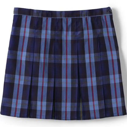School Uniform Girls Plaid Box Pleat Skirt Top of the Knee