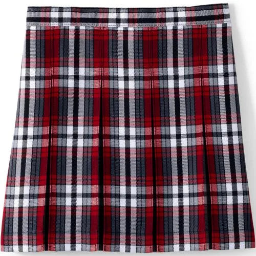 School Uniform Girls Plaid Box Pleat Skirt Top of the Knee