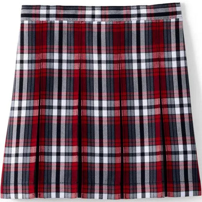 School Uniform Girls Plaid Box Pleat Skirt Top of the Knee