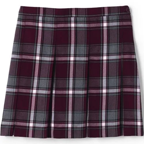 School Uniform Girls Plaid Box Pleat Skirt Top of the Knee