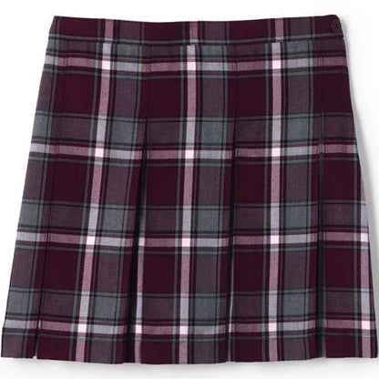 School Uniform Girls Plaid Box Pleat Skirt Top of the Knee