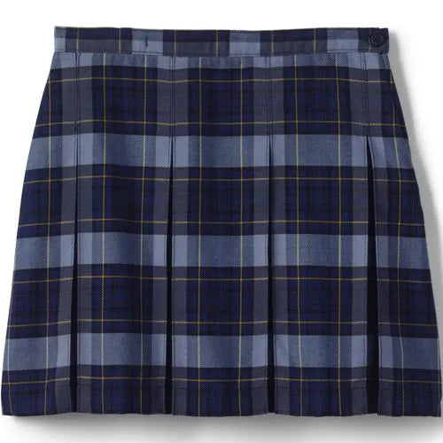 School Uniform Girls Plaid Box Pleat Skirt Top of the Knee