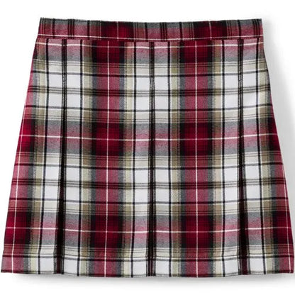 School Uniform Girls Plaid Box Pleat Skirt Top of the Knee