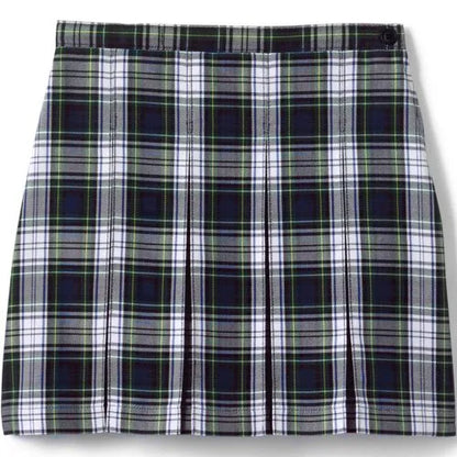 School Uniform Girls Plaid Box Pleat Skirt Top of the Knee