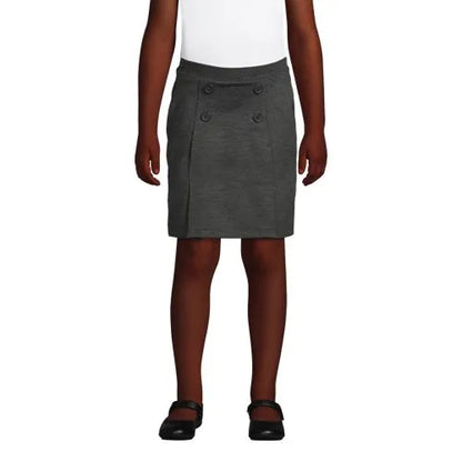 School Uniform Girls Ponte Button Front Skort Above the Knee