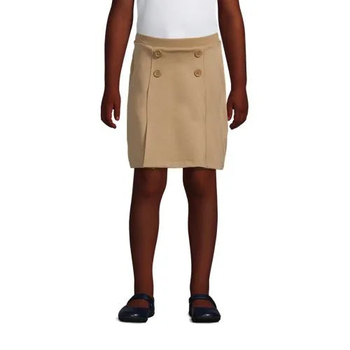 School Uniform Girls Ponte Button Front Skort Above the Knee
