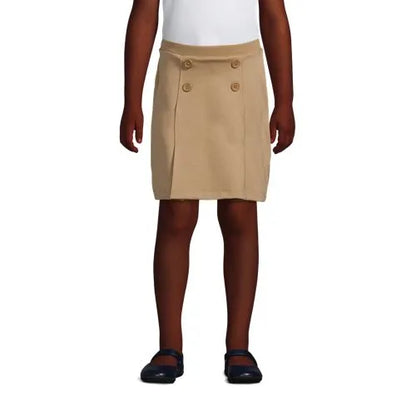 School Uniform Girls Ponte Button Front Skort Above the Knee