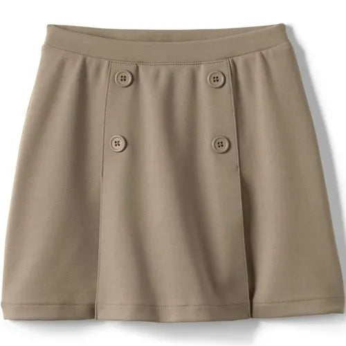 School Uniform Girls Ponte Button Front Skort Above the Knee