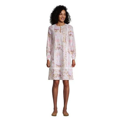 Women's Cotton Poplin Split Neck Dress