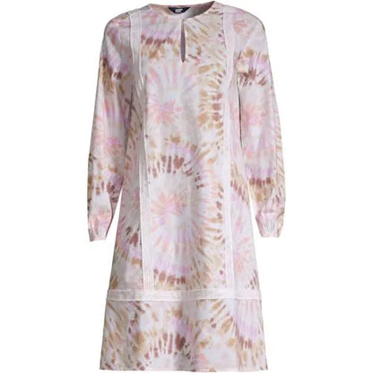 Women's Cotton Poplin Split Neck Dress