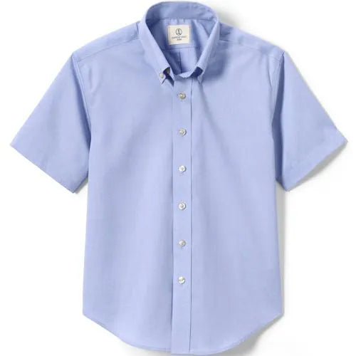 School Uniform Boys Short Sleeve No Iron Pinpoint Dress Shirt