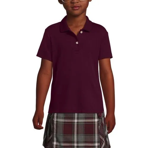 School Uniform Girls Short Sleeve Feminine Fit Interlock Polo Shirt