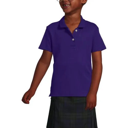 School Uniform Girls Short Sleeve Feminine Fit Interlock Polo Shirt