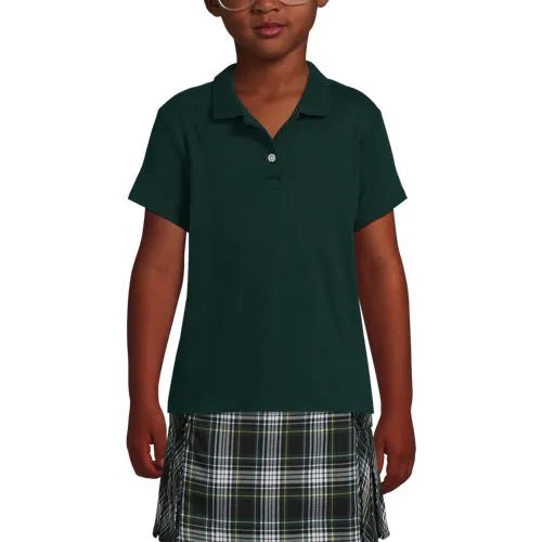 School Uniform Girls Short Sleeve Feminine Fit Interlock Polo Shirt