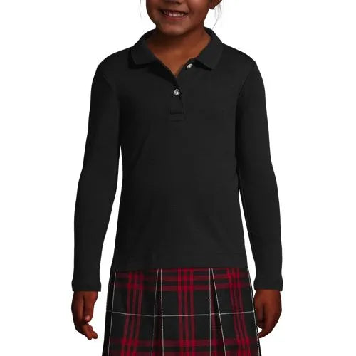 School Uniform Girls Long Sleeve Feminine Fit Interlock Polo Shirt