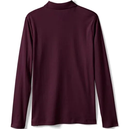 School Uniform Girls Long Sleeve Feminine Fit Interlock Polo Shirt