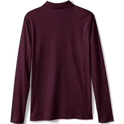 School Uniform Girls Long Sleeve Feminine Fit Interlock Polo Shirt